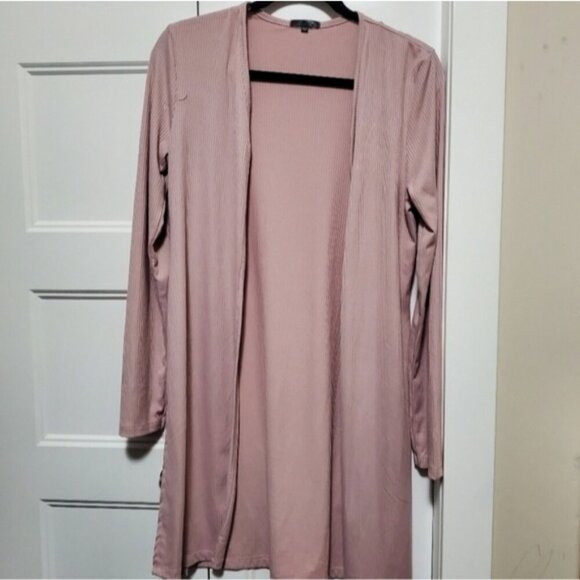 Lilac pink ribbed long sleeve cardigan - Picture 4 of 8